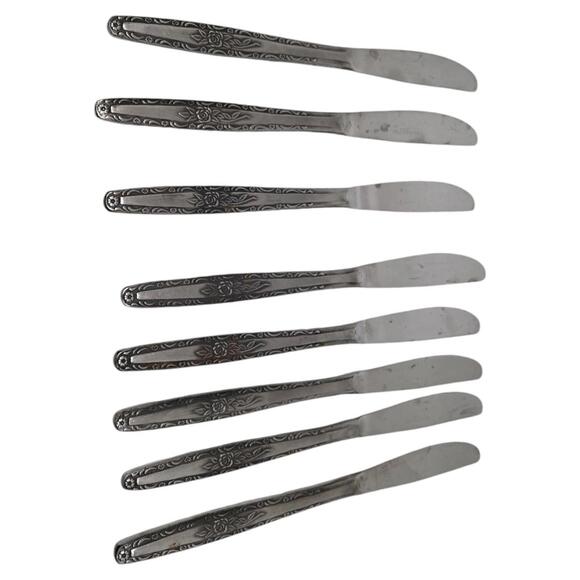 VTG Stylecraft SYF2 Single Rose T&N Japan Stainless Flatware 50 Pieces Service 8 - Picture 4 of 7